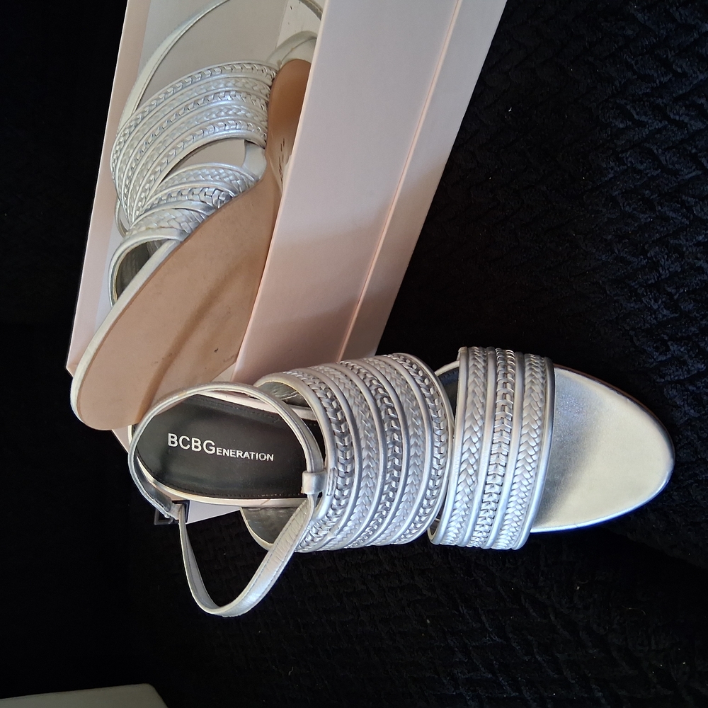 Bcbgeneration Silver Strappy Platform Sandals - image 4